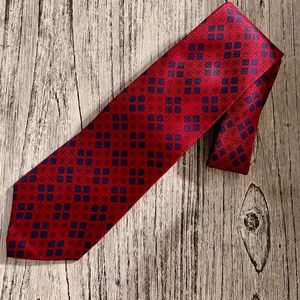 Burberry of London Mens Tie EUC Silk Made In The USA Red and Blue